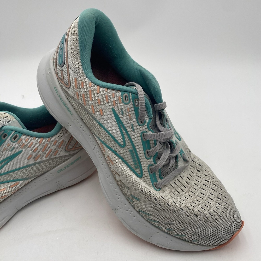 Brooks Glycerin 20 Womens Size 9.5 Gray Teal Running Shoes Sneakers 1203691B061